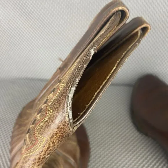 Ariat Cowboy Boots Mens Size 9.5 D Brown Leather Western Round Toe Embroidered